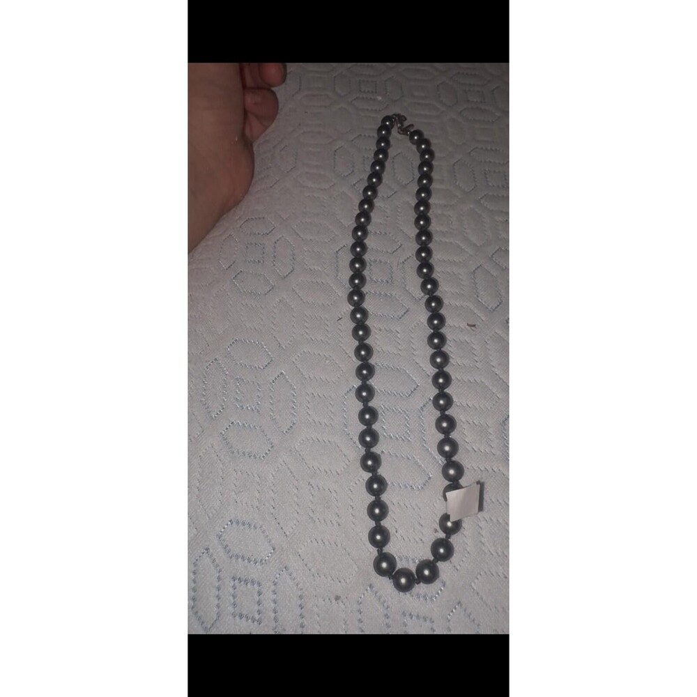 Signed RMN Roman Faux Pearl Grey Silver Beaded Necklace